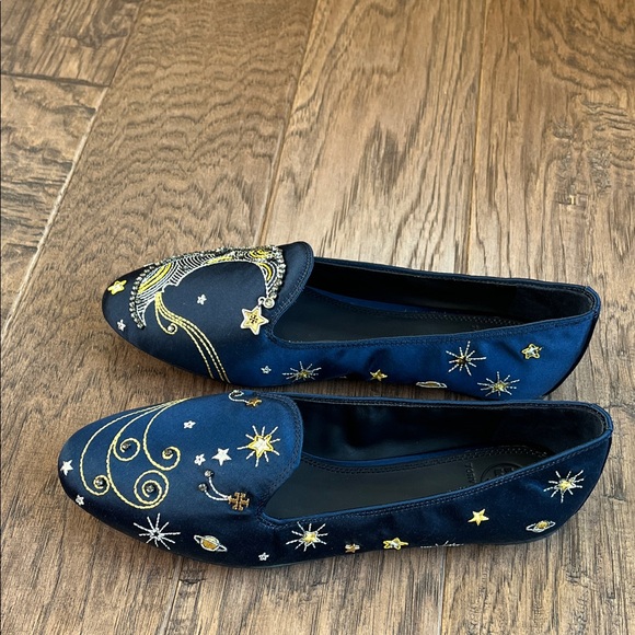 Embroidered Navy Blue Loafers - Picture 2 of 7